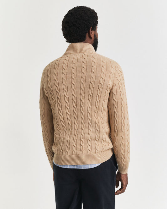 Cotton Cable Knit Half-Zip Sweater