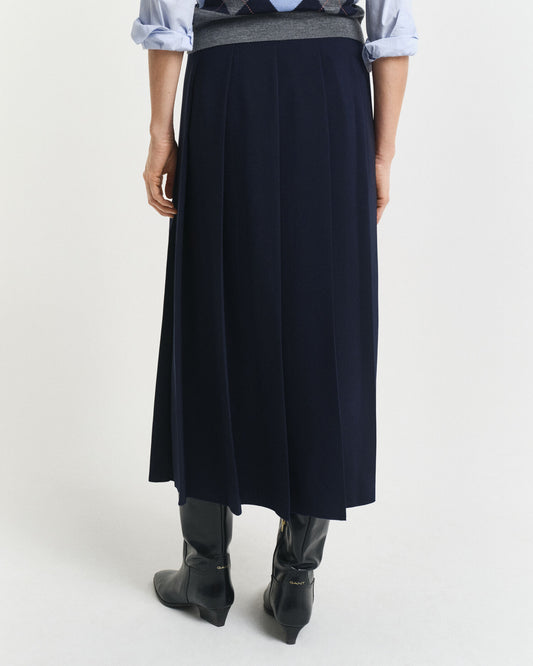 Wide Pleated Midi Skirt