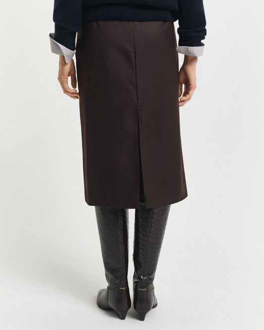 Wool Blend Midi Pencil Skirt