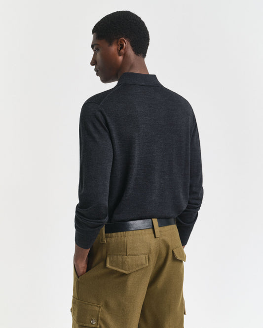Extra Fine Merino Wool Polo Sweater