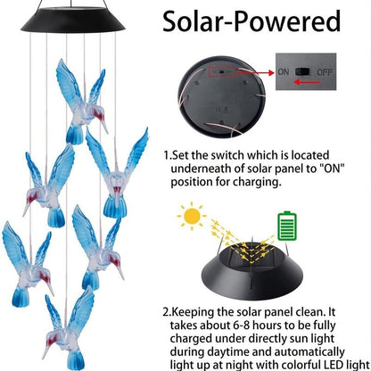 🦋 Beautify Your Garden 2025- ✨Chikalabs Creative Hummingbird Solar Wind Chimes
