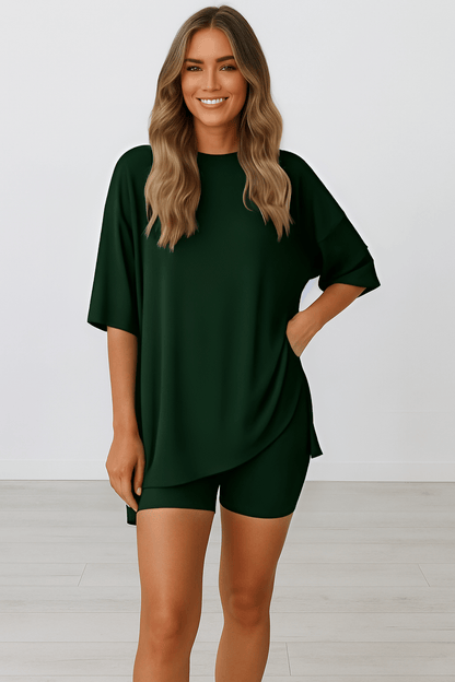 🔥Last Day 49% OFF - Women's Oversized Casual T-Shirt Shorts Suit Stretch Two-Piece Set