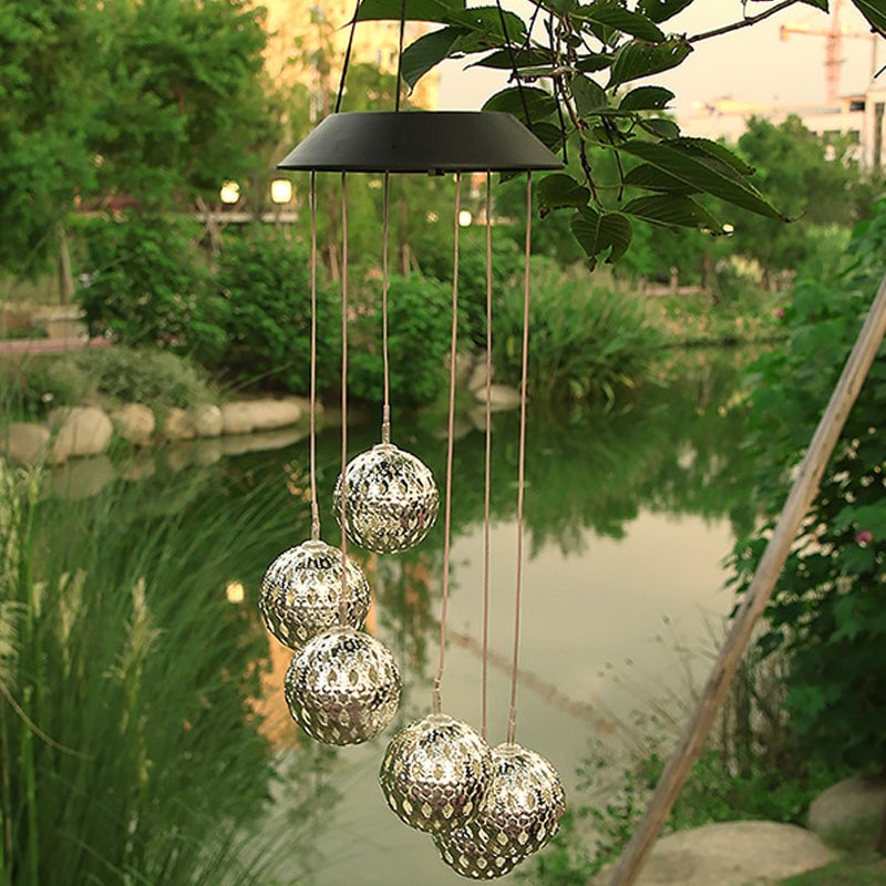 🌞Chikalabs Solar Metal Orb Wind Chime Mobile - Rainbow Color Changing LED Lights