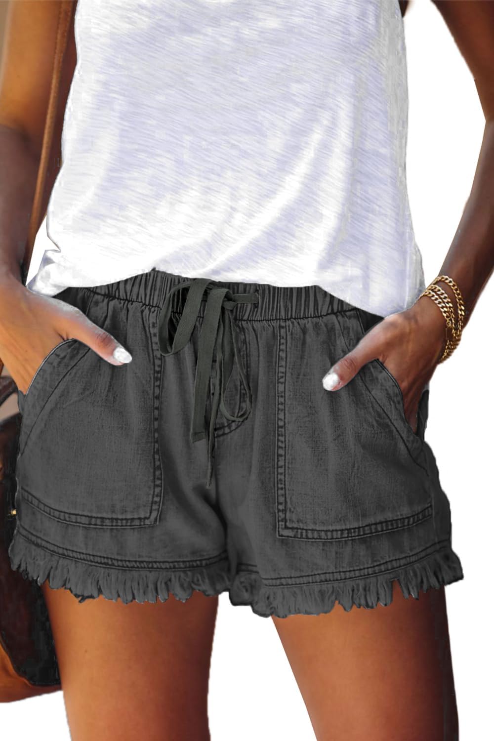 Womens Lightweight Shorts Casual Baggy Trendy Short Pants Elastic Waist Drawstring Comfy Shorts