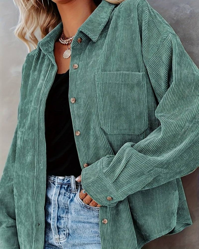 Women Fall/Winter Vintage Casual Velvet Shirt Long Sleeve Blouse