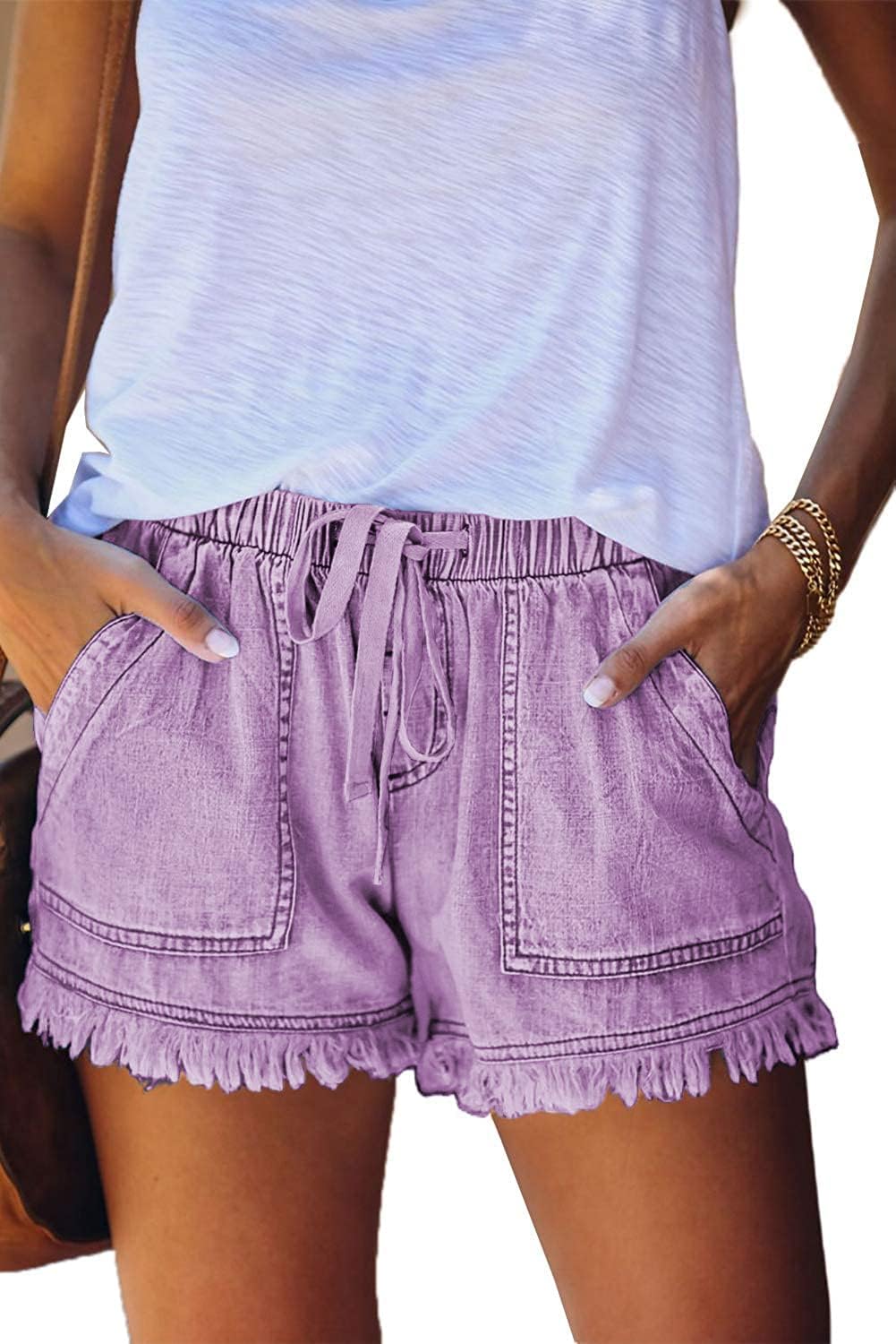 Womens Lightweight Shorts Casual Baggy Trendy Short Pants Elastic Waist Drawstring Comfy Shorts