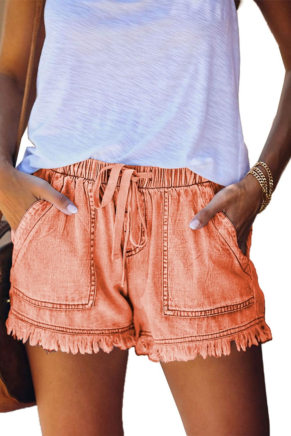 Womens Lightweight Shorts Casual Baggy Trendy Short Pants Elastic Waist Drawstring Comfy Shorts
