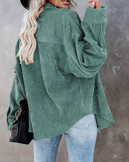 Women Fall/Winter Vintage Casual Velvet Shirt Long Sleeve Blouse