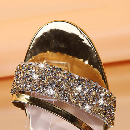 Energyjohn Women Summer 2025 Round-toe Rhinestone Peep-toe Sandals