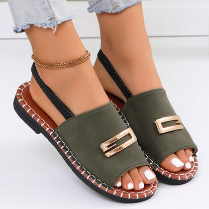 Women’s Plus Size Elastic Band Beach Flat Sandals