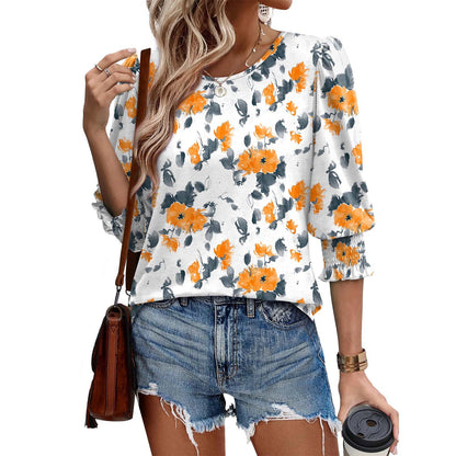 🥳Women Summer Printed Tops Elbow Sleeve Loose Fit Tee