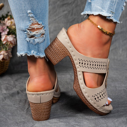 Women Orthopedic Rhinestones Heel Sandals