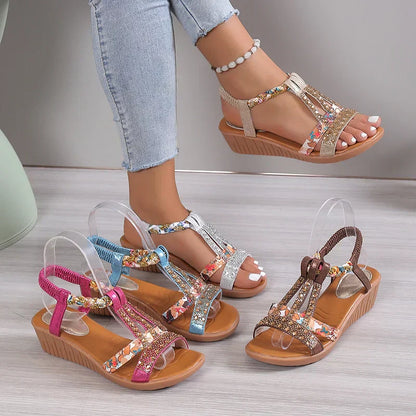 Women's Summer 2025 Hot Sale Orthopaedic Rhinestone Sandals