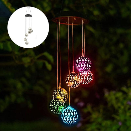 🌞Chikalabs Solar Metal Orb Wind Chime Mobile - Rainbow Color Changing LED Lights