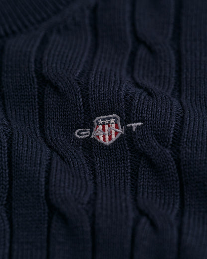 Kids Shield Cotton Cable Knit Crew Neck Sweater