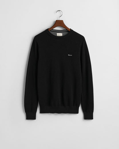 Cotton Piqué Crew Neck Sweater