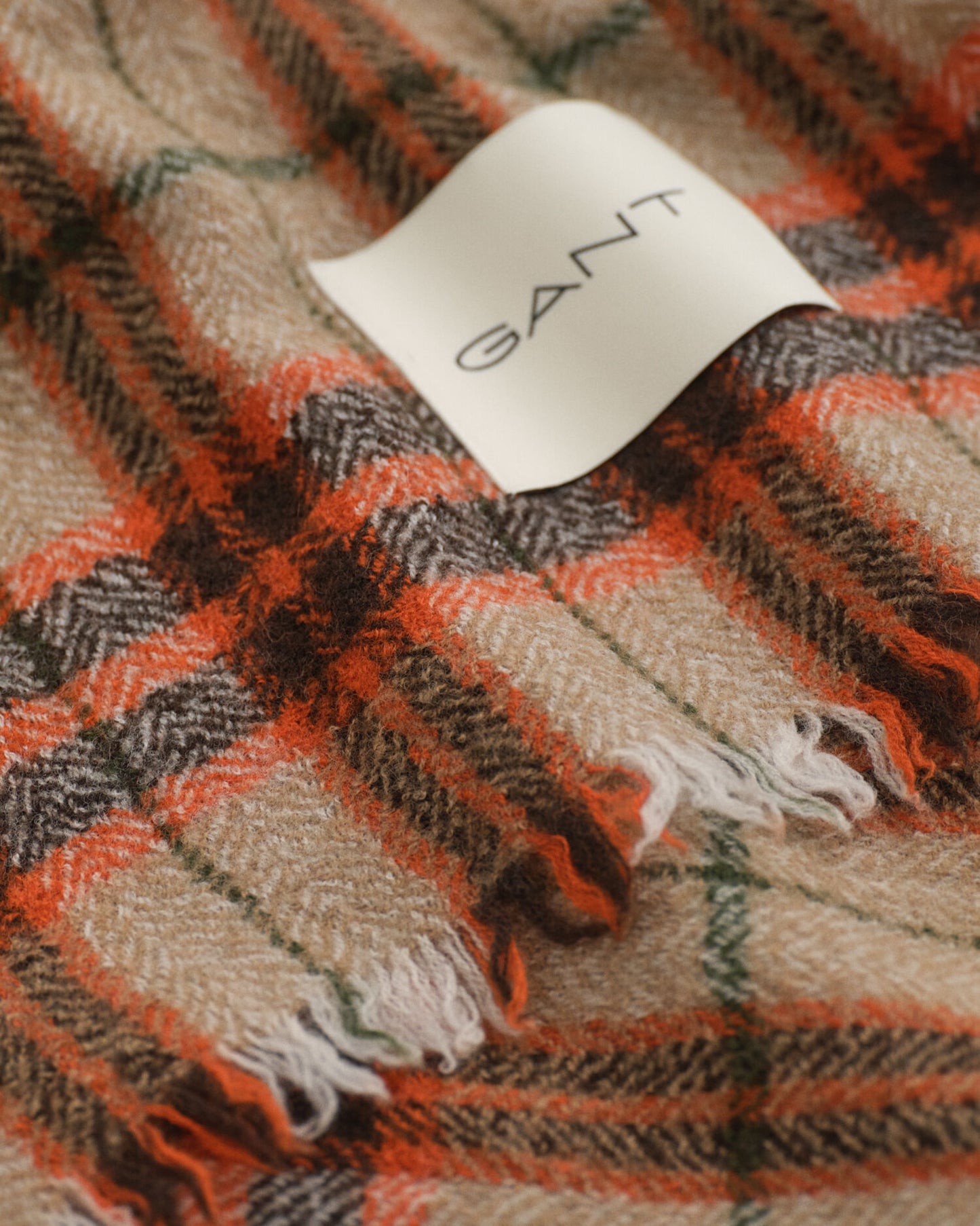 Checked Wool Herringbone Scarf