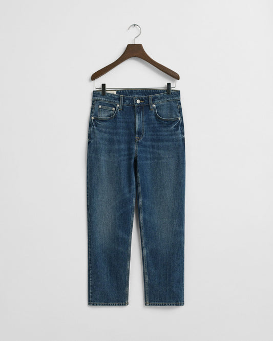Cropped Straight Leg Stretch Jeans