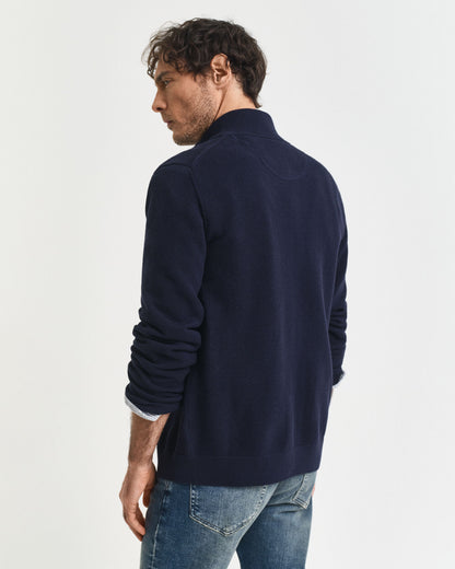 Cotton Piqué Zip Cardigan