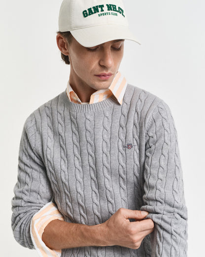 Cotton Cable Knit Crew Neck Sweater