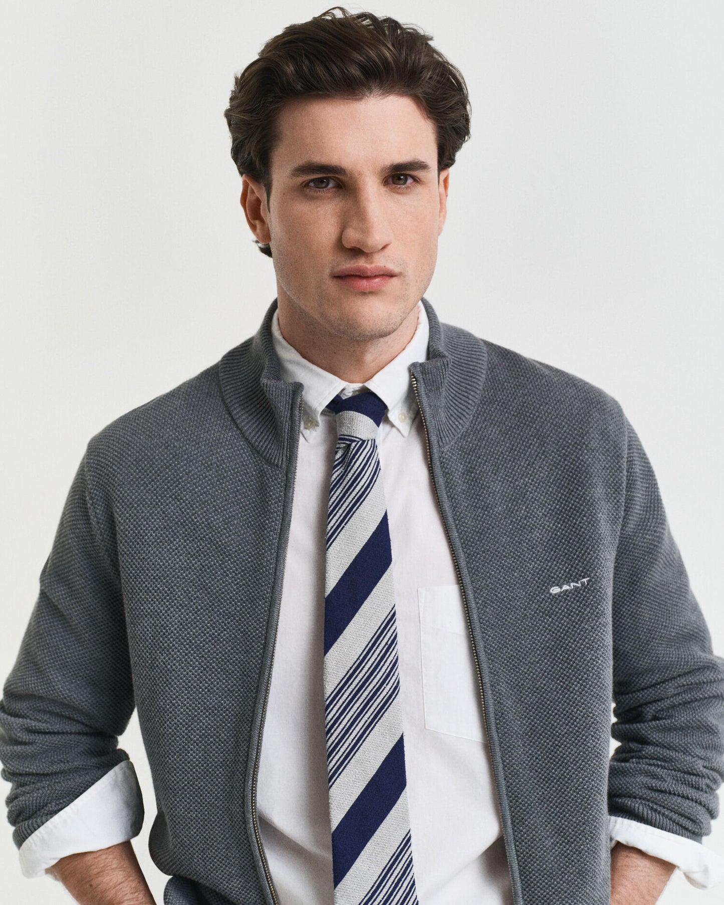 Cotton Piqué Zip Cardigan