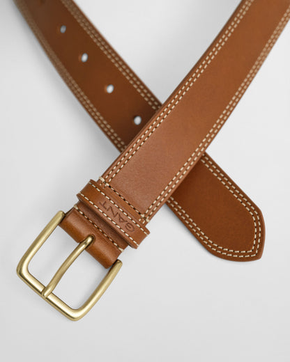 Contrast Stitch Leather Belt