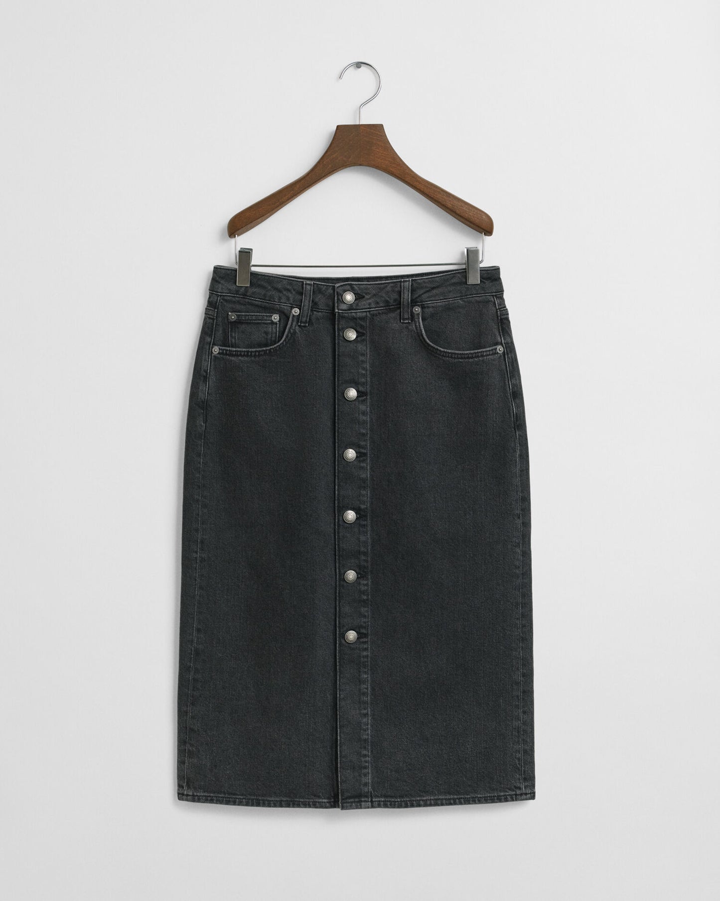 Buttoned Midi Denim Skirt