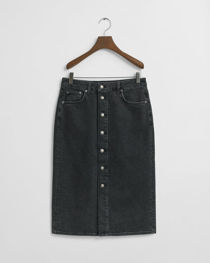 Buttoned Midi Denim Skirt