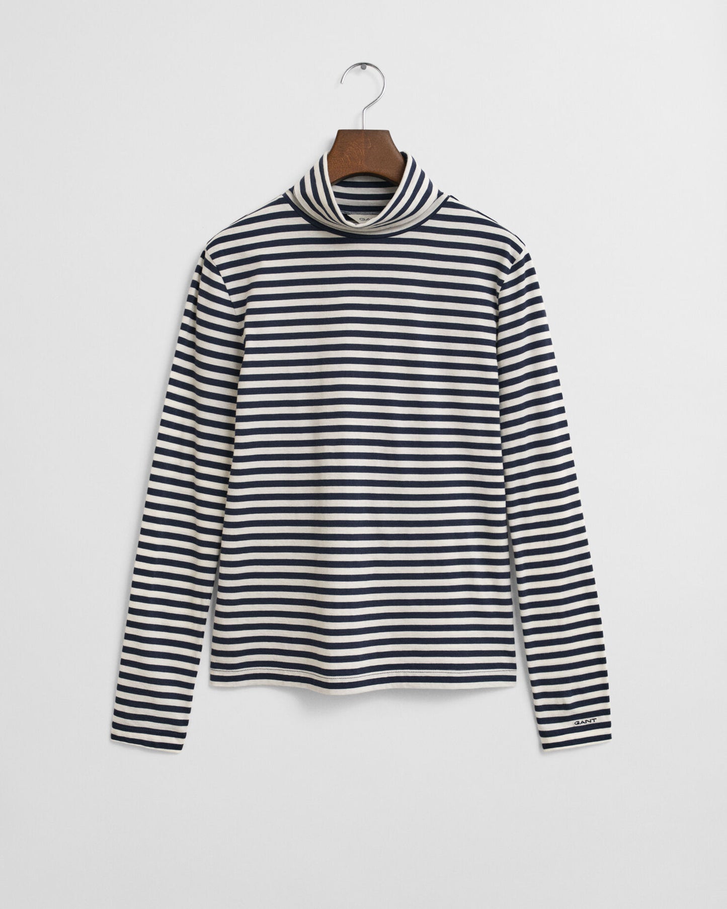 Lightweight Striped Cotton Turtleneck Top