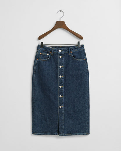 Buttoned Midi Denim Skirt