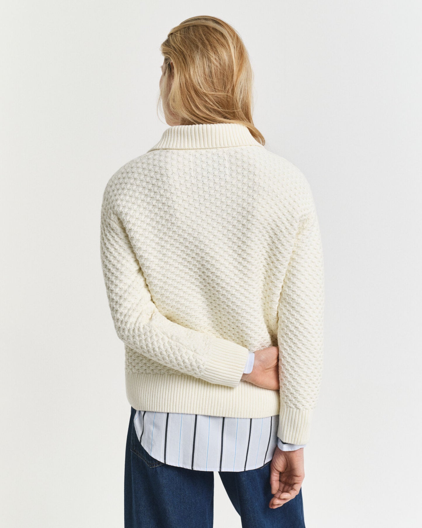 Textured Cotton Half-Zip Sweater