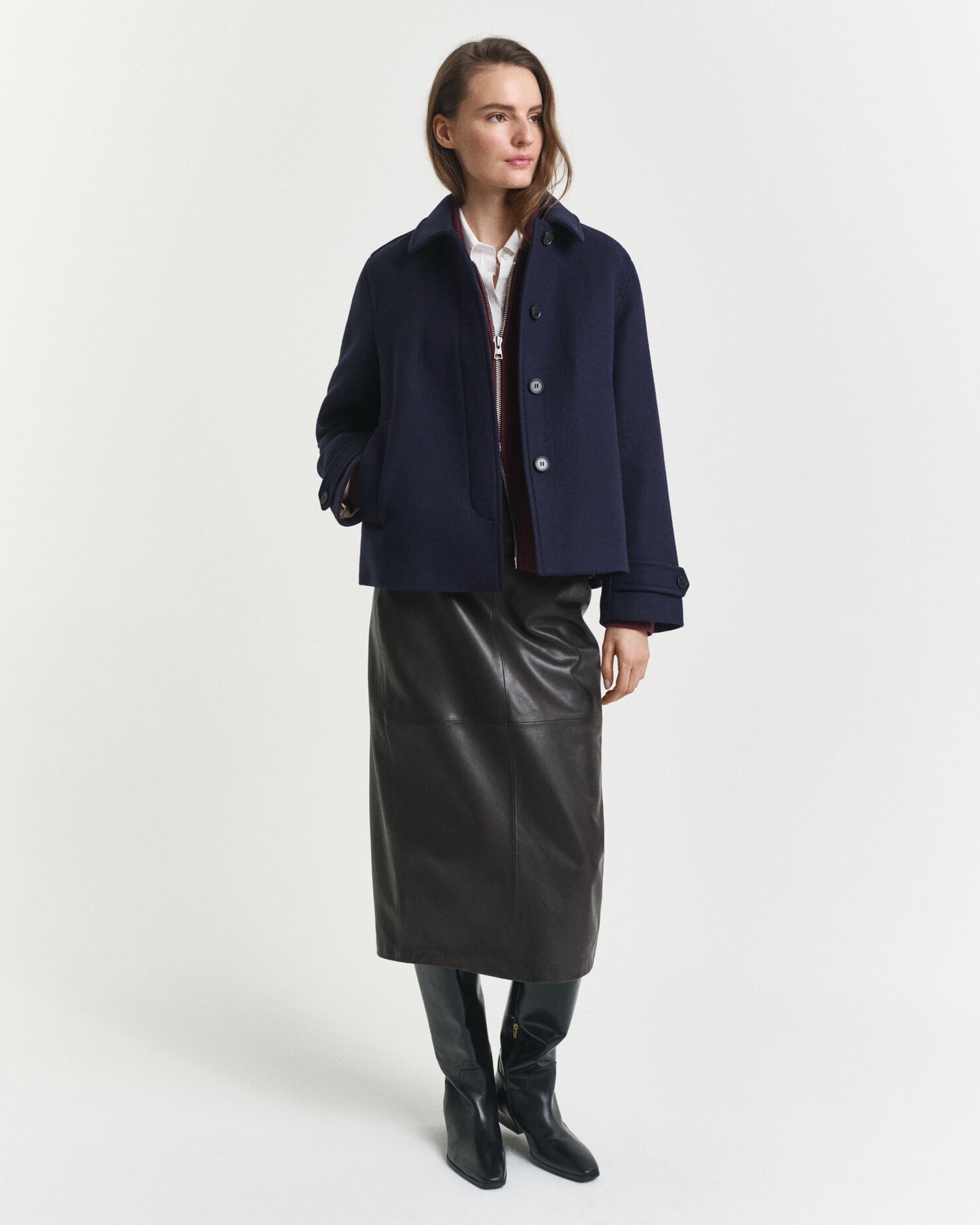 Wool Blend Short Car Coat