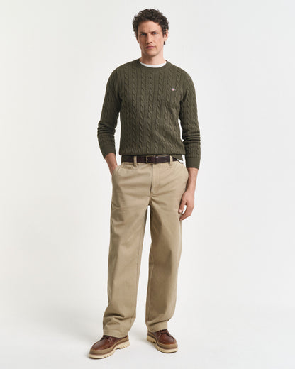 Cotton Cable Knit Crew Neck Sweater