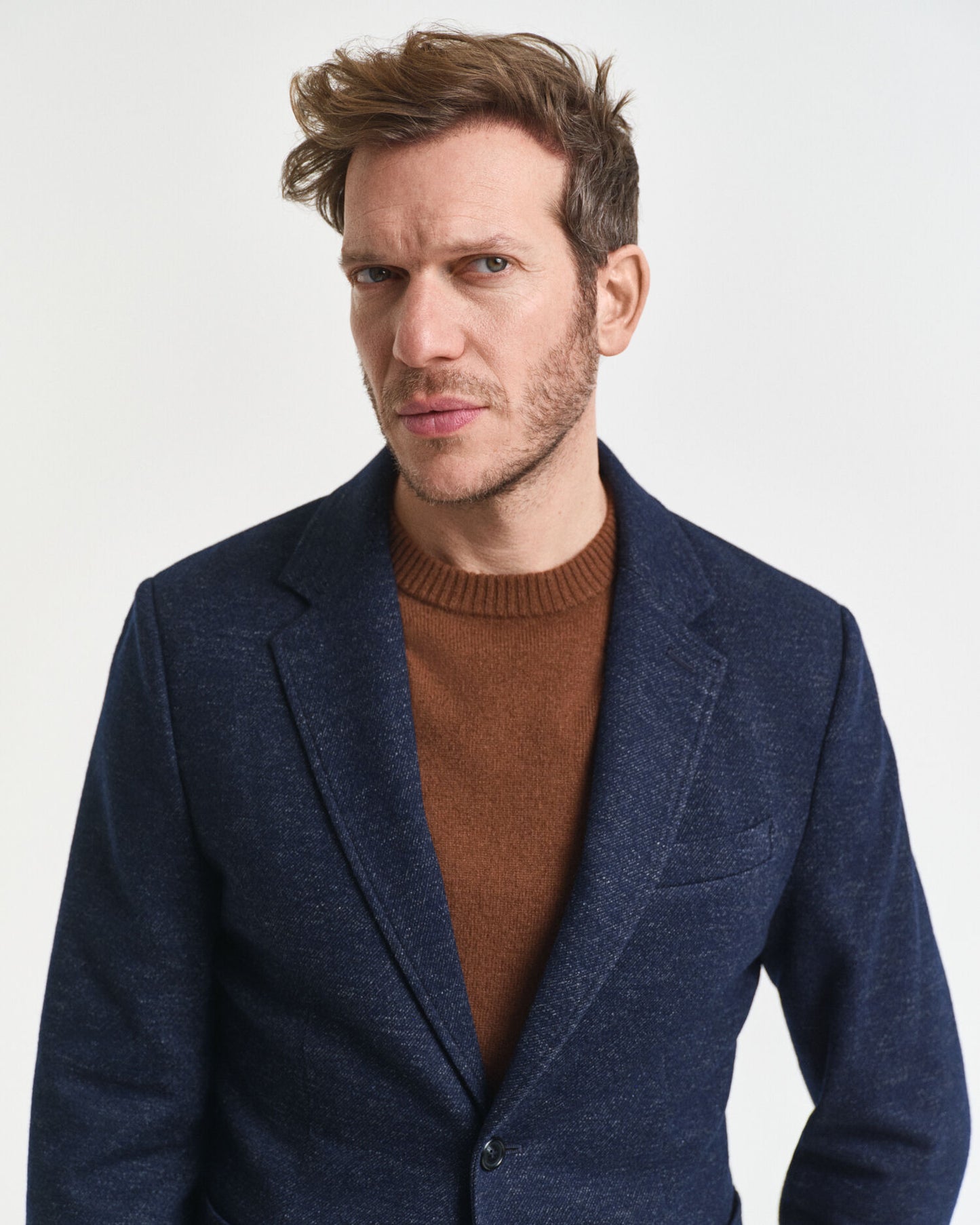 Two-Tone Wool Cotton Jersey Blazer