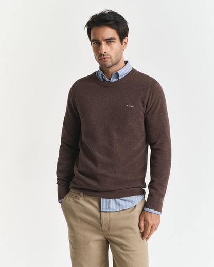 Cotton Piqué Crew Neck Sweater