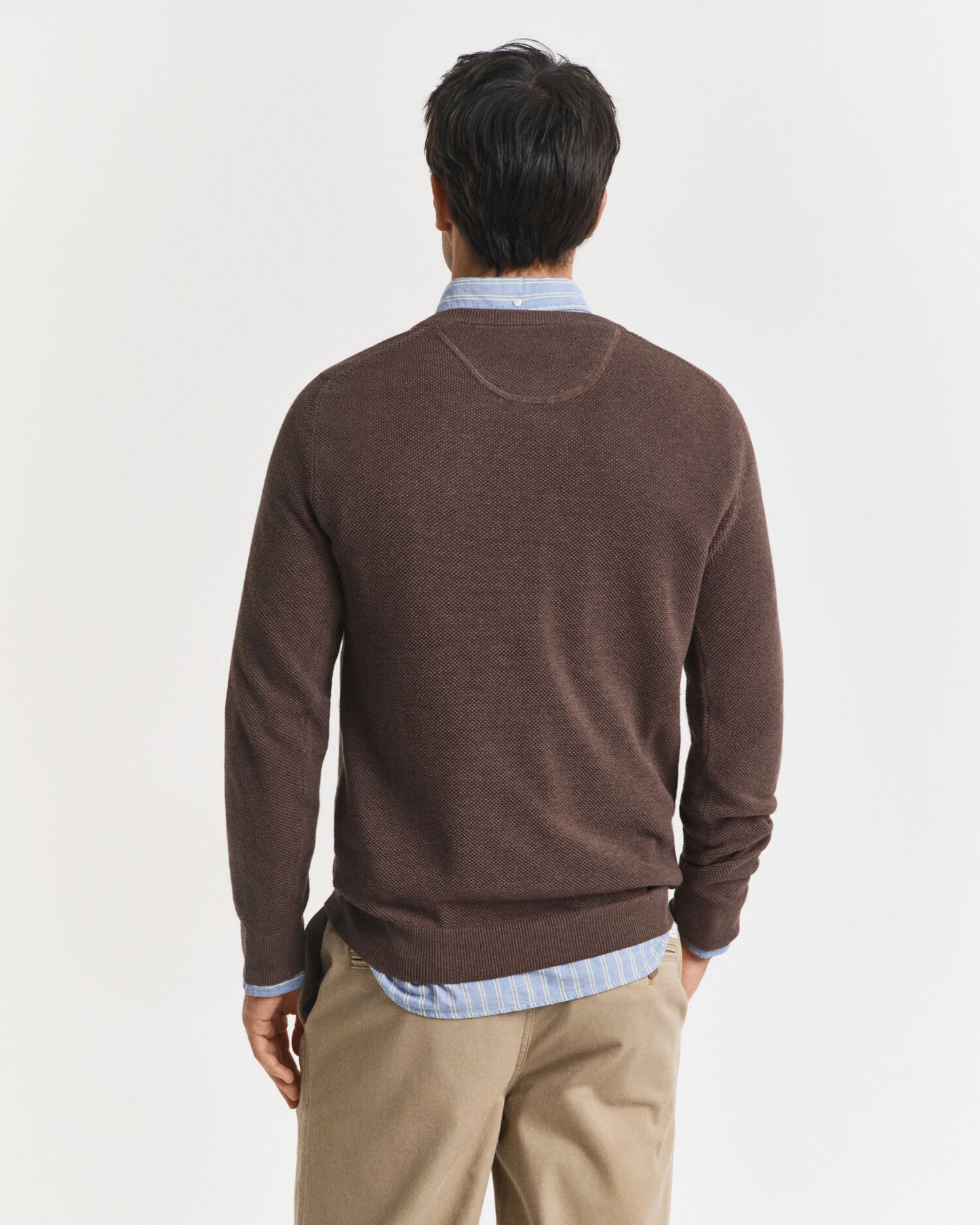 Cotton Piqué Crew Neck Sweater
