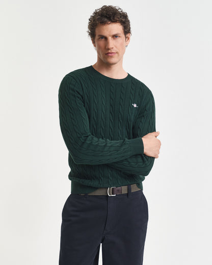 Cotton Cable Knit Crew Neck Sweater