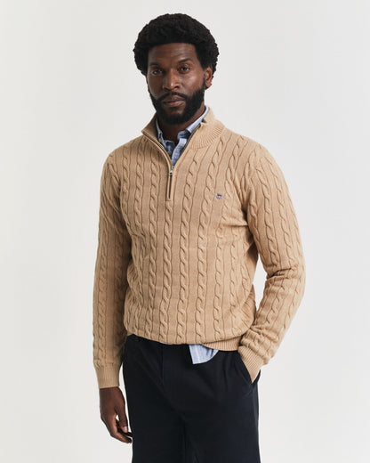 Cotton Cable Knit Half-Zip Sweater