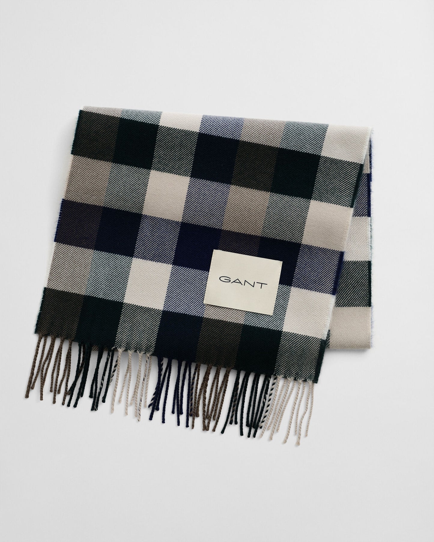 Checked Wool Blend Scarf