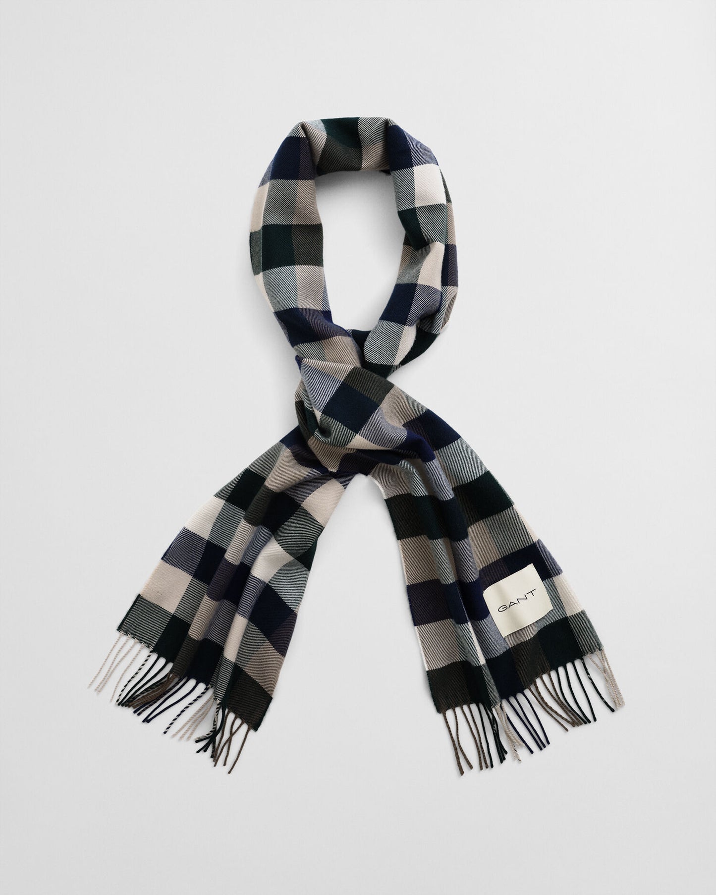 Checked Wool Blend Scarf