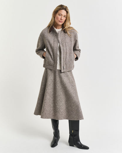 Flared Wool Midi Skirt