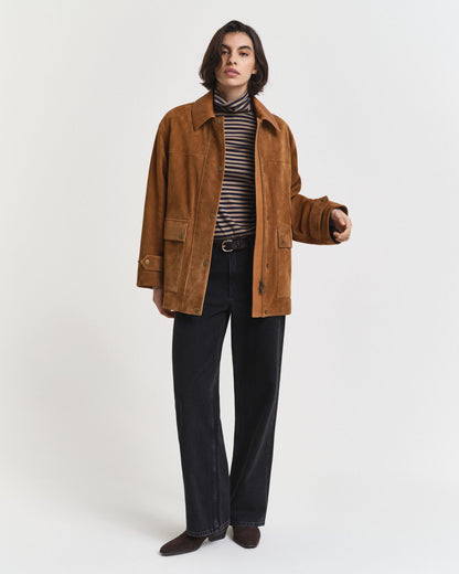 Lightweight Striped Cotton Turtleneck Top