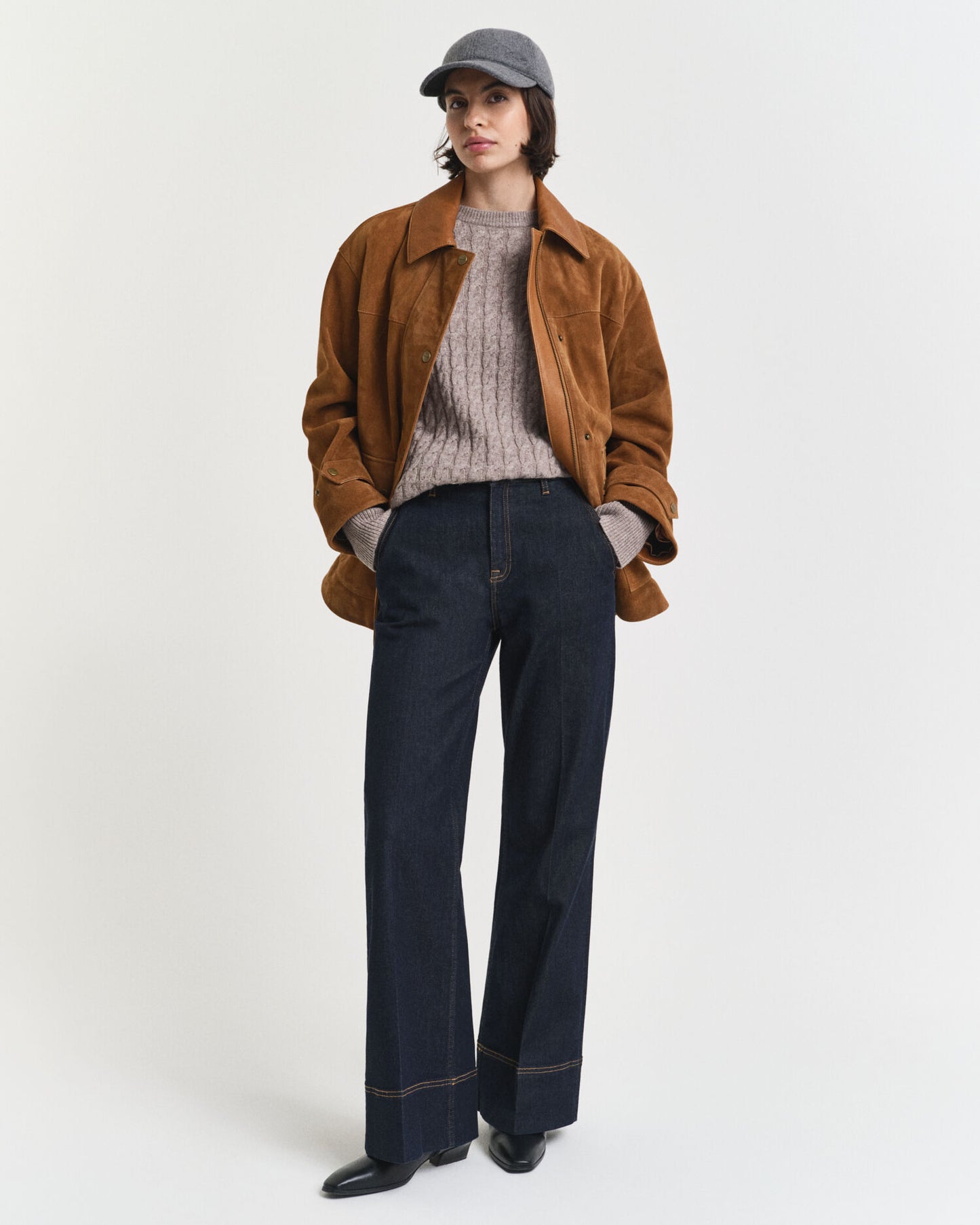 Wool Cable Knit Crew Neck Sweater