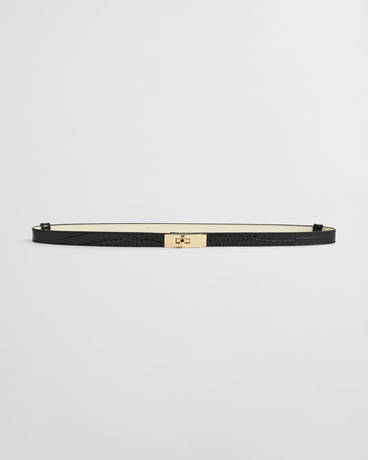 Turn-Lock Buckle Croc Effect Belt