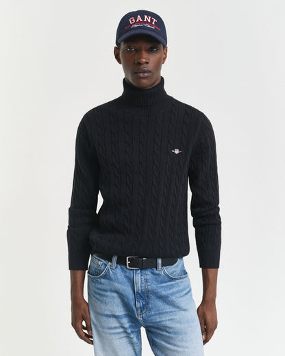 Cotton Cable Knit Turtleneck Sweater