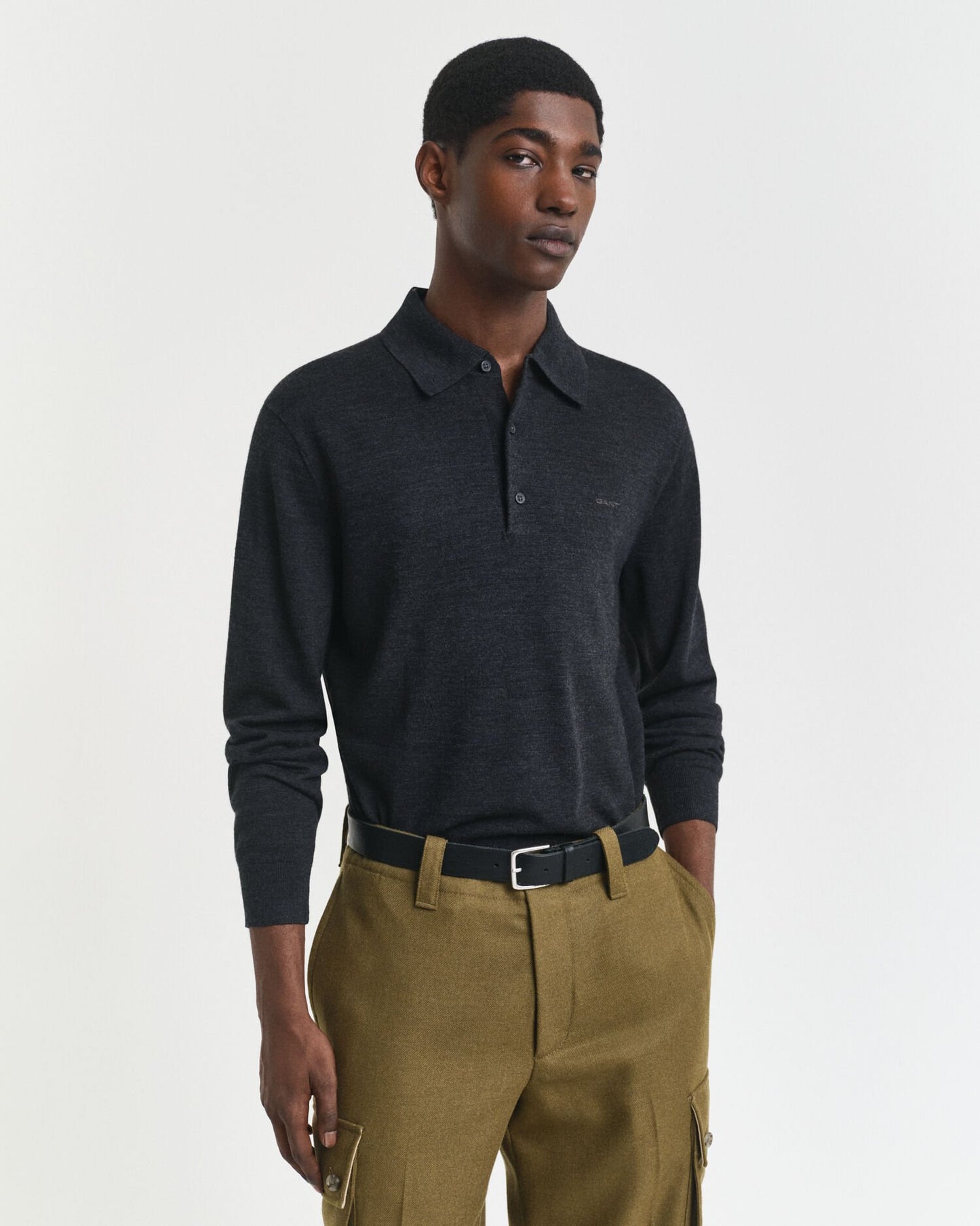 Extra Fine Merino Wool Polo Sweater