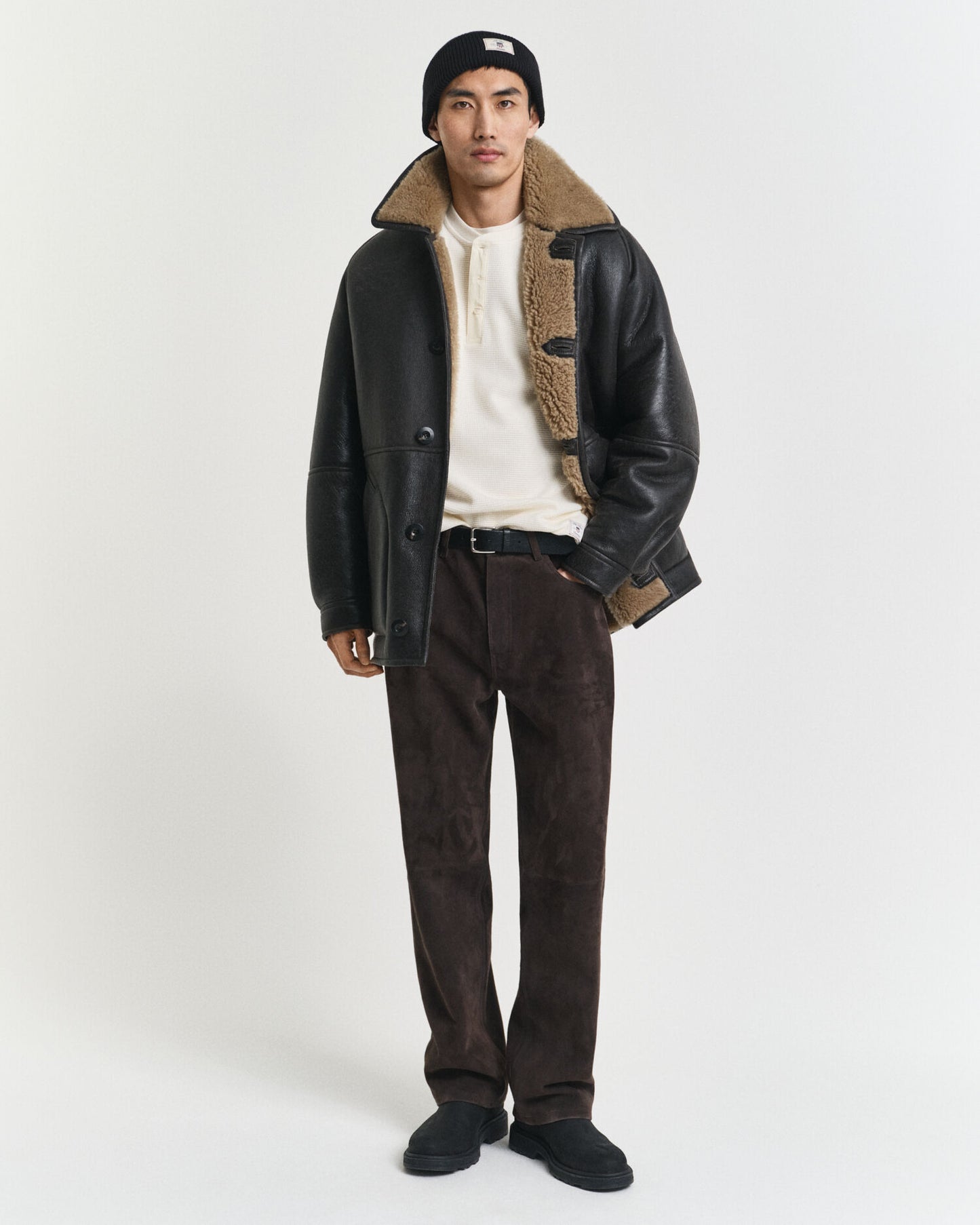 Waffle Textured Long Sleeve Henley T-Shirt