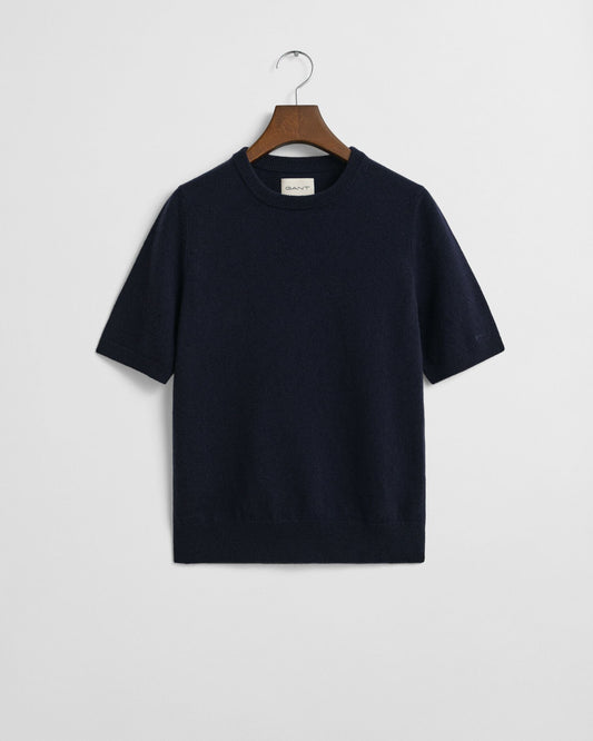 Superfine Lambswool Short Sleeve Crew Neck Sweater