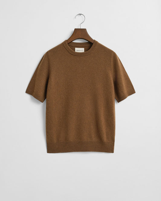 Superfine Lambswool Short Sleeve Crew Neck Sweater